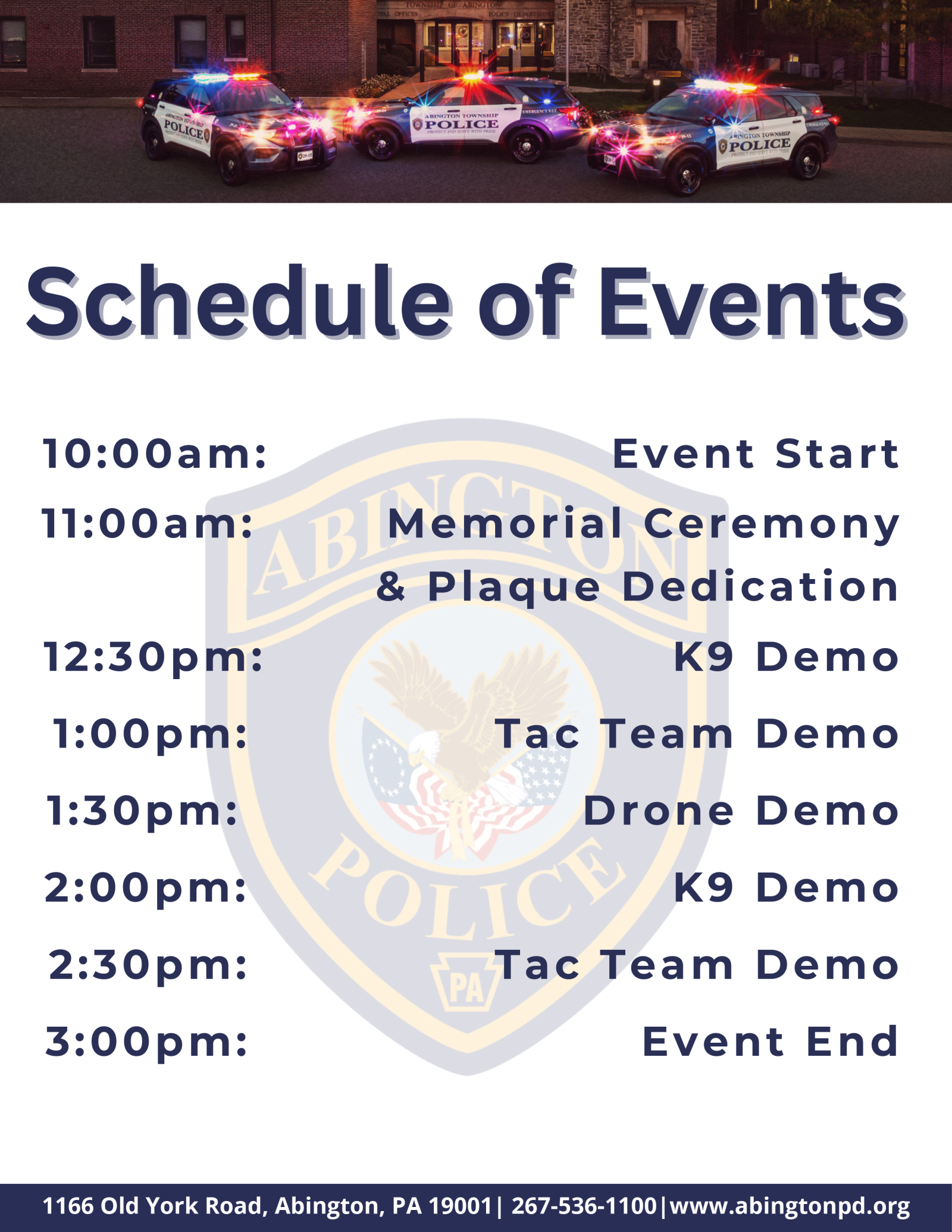 APD Memorial Day Schedule of Events 2024