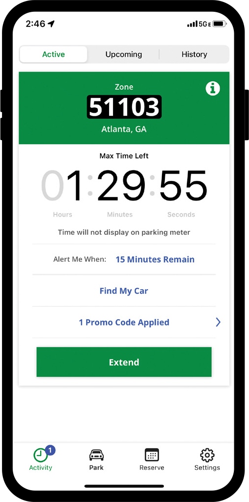 ParkMobile Step 4 - Track and extend your time remotely.