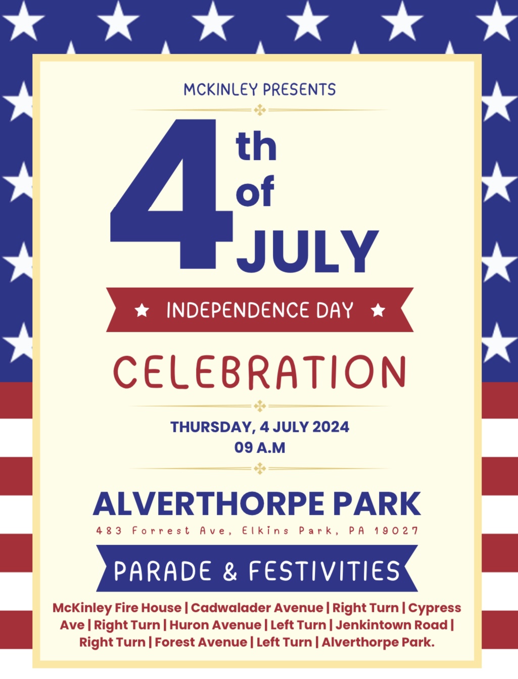 2024 McKinley July 4th Parade Flyer