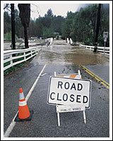 Image of a road closed from a flood