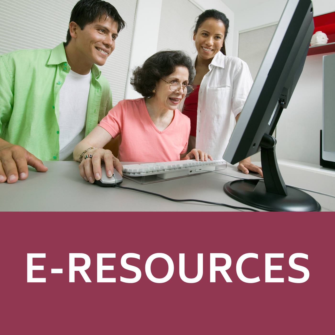 E Resources Icon that links to the Library website