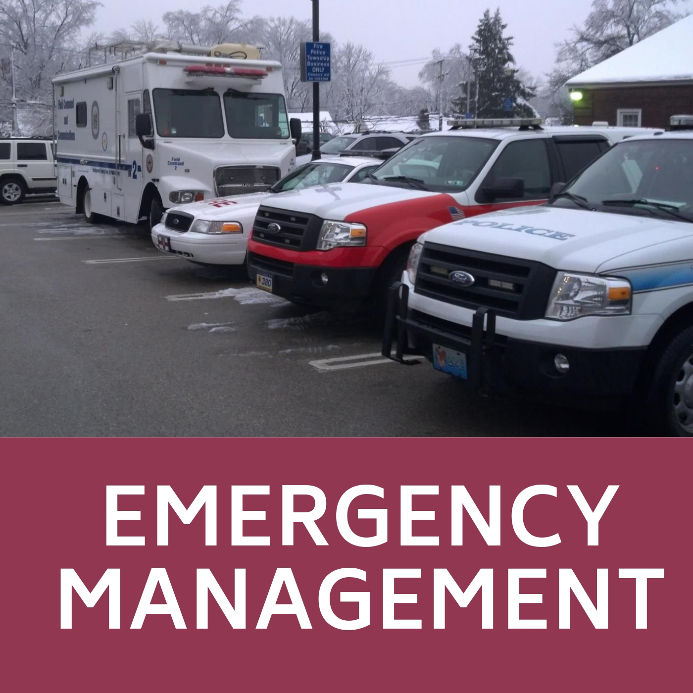 Police and Fire vehicles that links to the Emergency Management web-page.