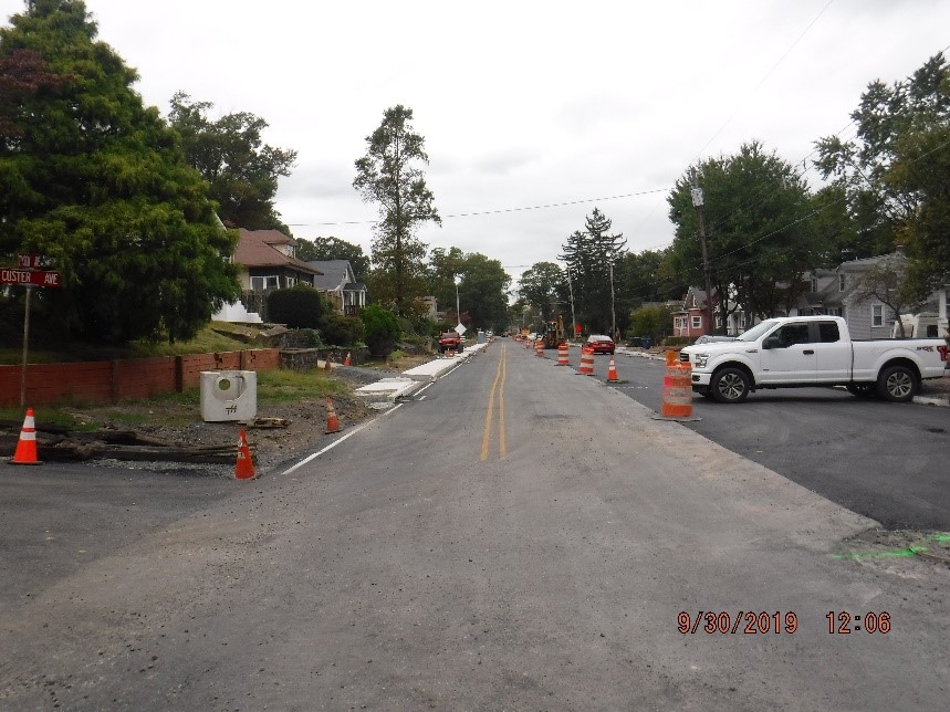 New concrete curb and sidewalk construction