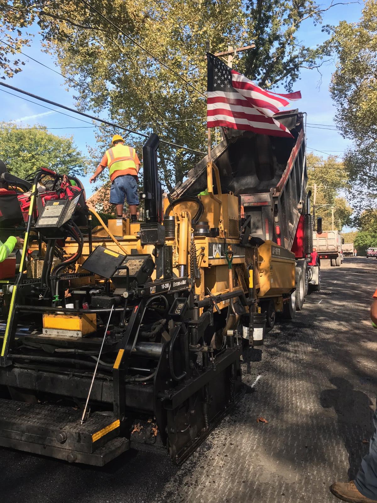 Road Paving Crew paving a road in September 2019