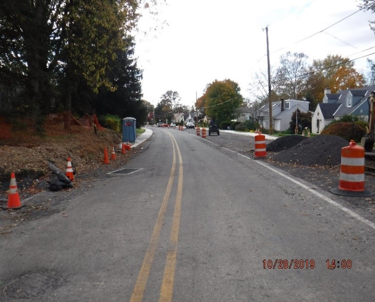 Asphalt pavement on Tyson Ave. west of Edgecomb Ave.