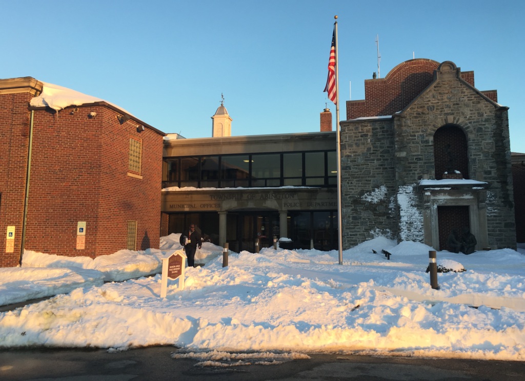 Township building with snow