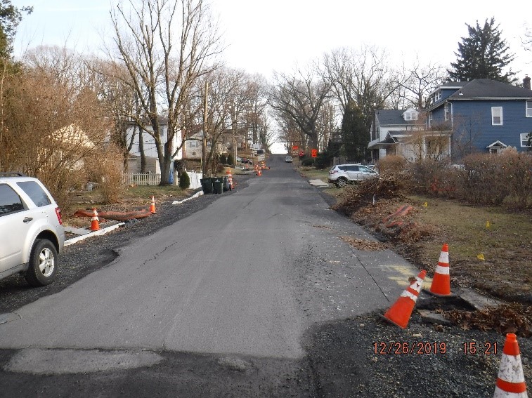 Ongoing reconstruction of Ardsley Ave. looking toward Edge Hill Road