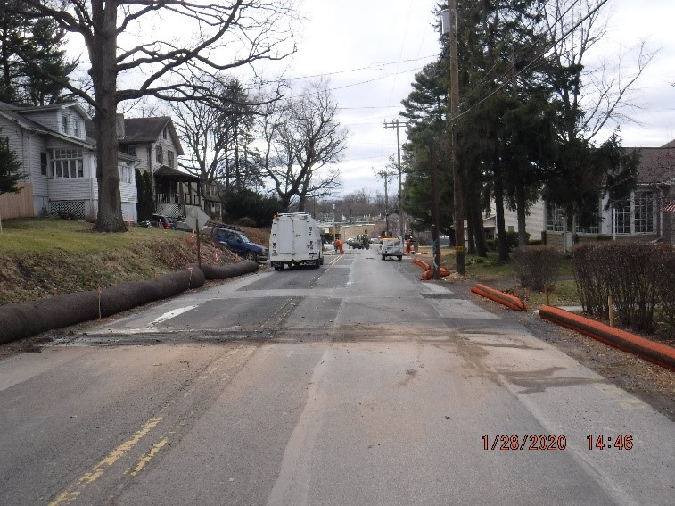 Utility relocation work on Edge Hill Road between Tyson Avenue and Ardsley Avenue