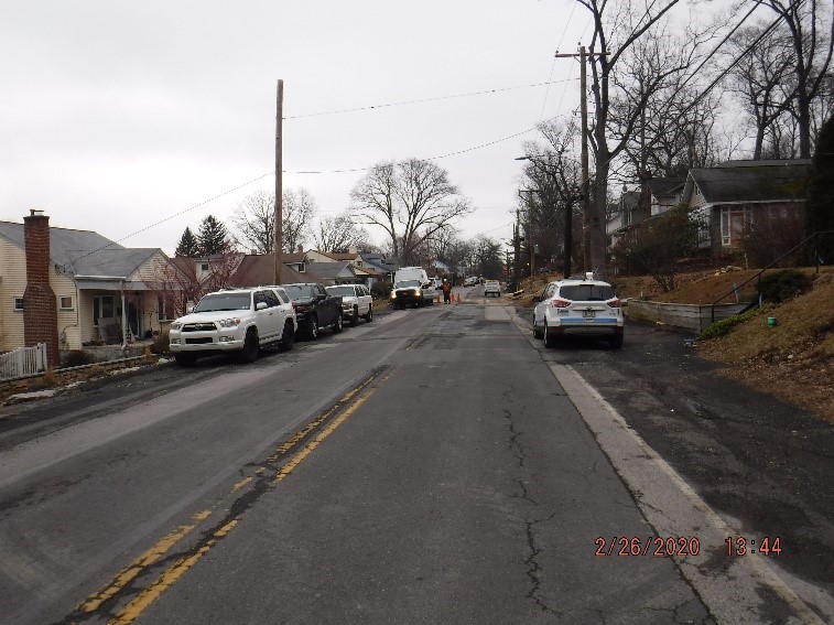 Utility relocation work on Edge Hill Road east of Custer avenue