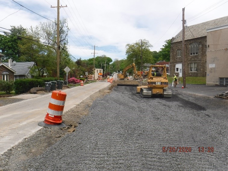 Roadway subbase grading on Tyson Ave. between Bradfield Road and Easton Road