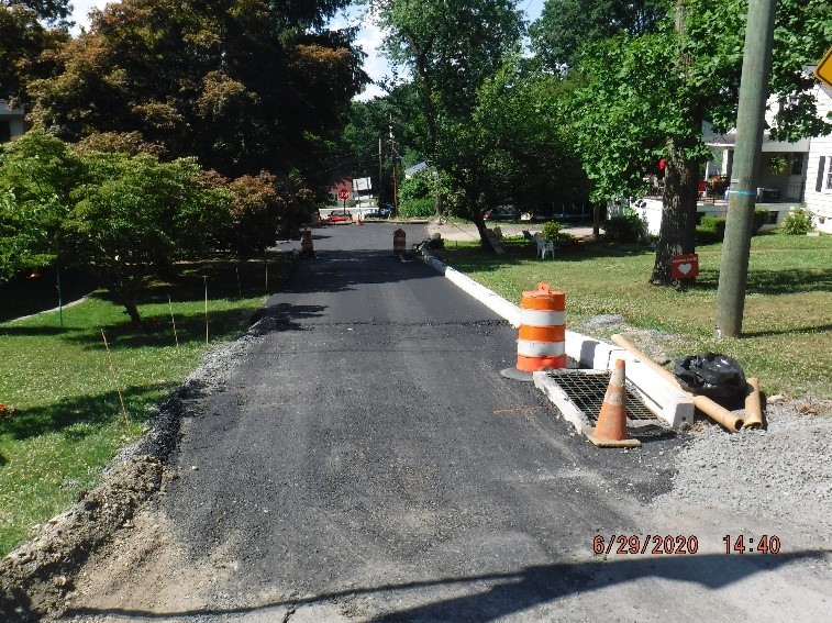 Bruce Avenue curb and roadway construction looking north from Edge Hill Road