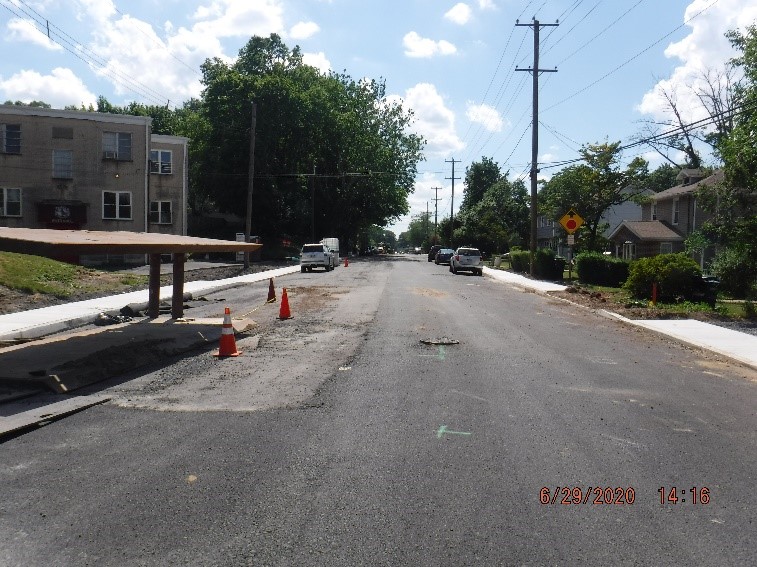 Tyson Ave. roadway construction looking west from Easton Road