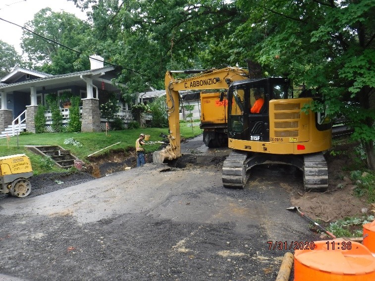 Drainage construction on Edgecomb Ave. at Edge Hill Road