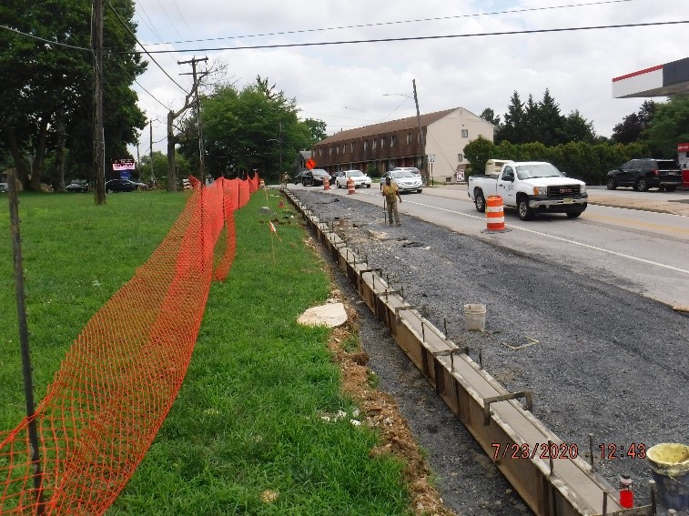 New concrete curb on Jenkintown Road