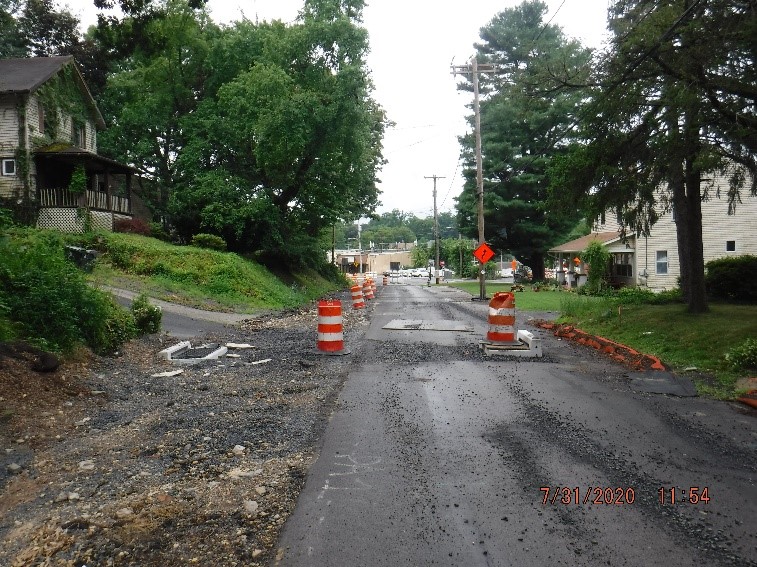 New drainage construction on Edge Hill Road west of Ardsley Ave.