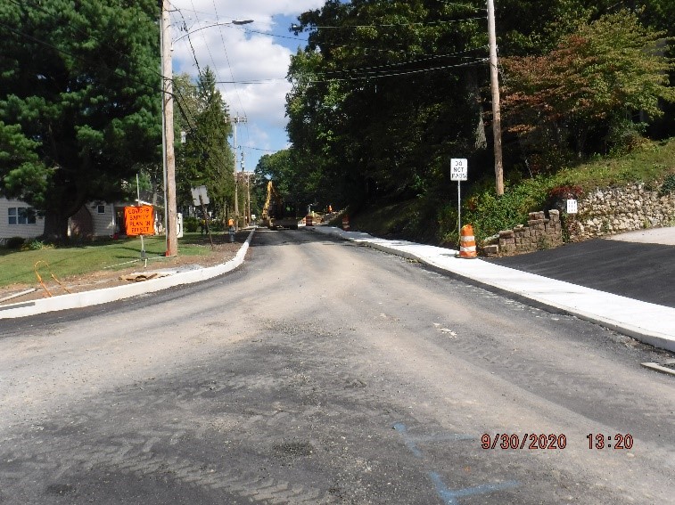 Edge Hill Road roadway construction looking east from Tyson Ave.