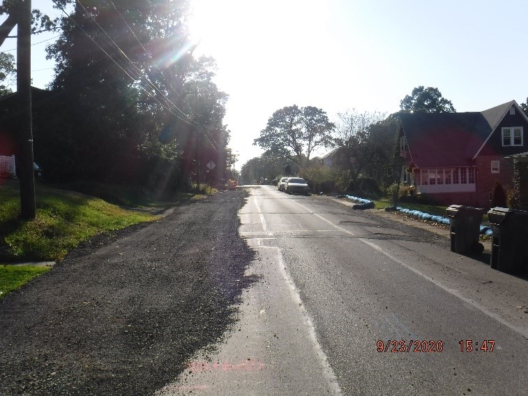 Removal of existing roadway on Edge Hill Road looking west towards Custer Ave.