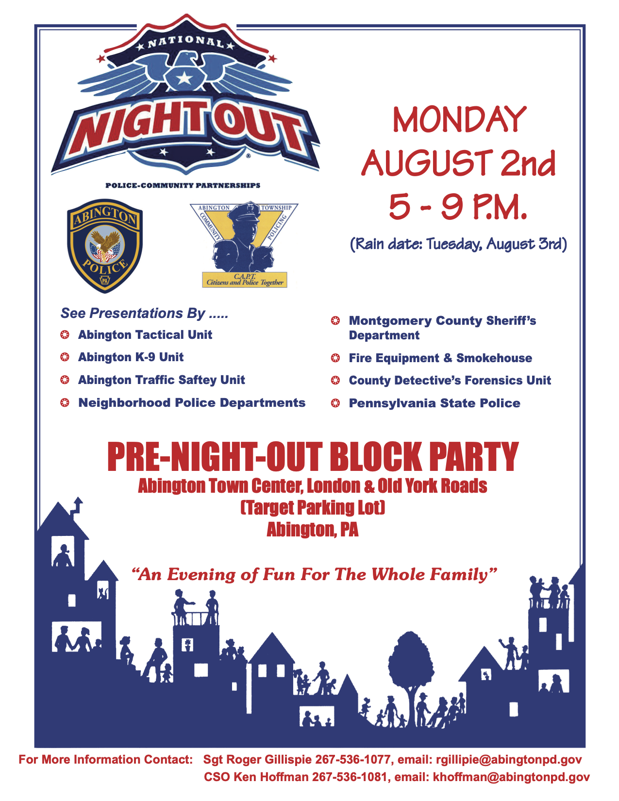 Pre-Night-Out Flyer Monday August 2, 5 to 9 PM