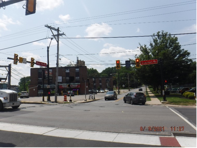 Image of New Traffic Signals and Signs Jenkintown Road at SEPTA Ardsley Station Looking West