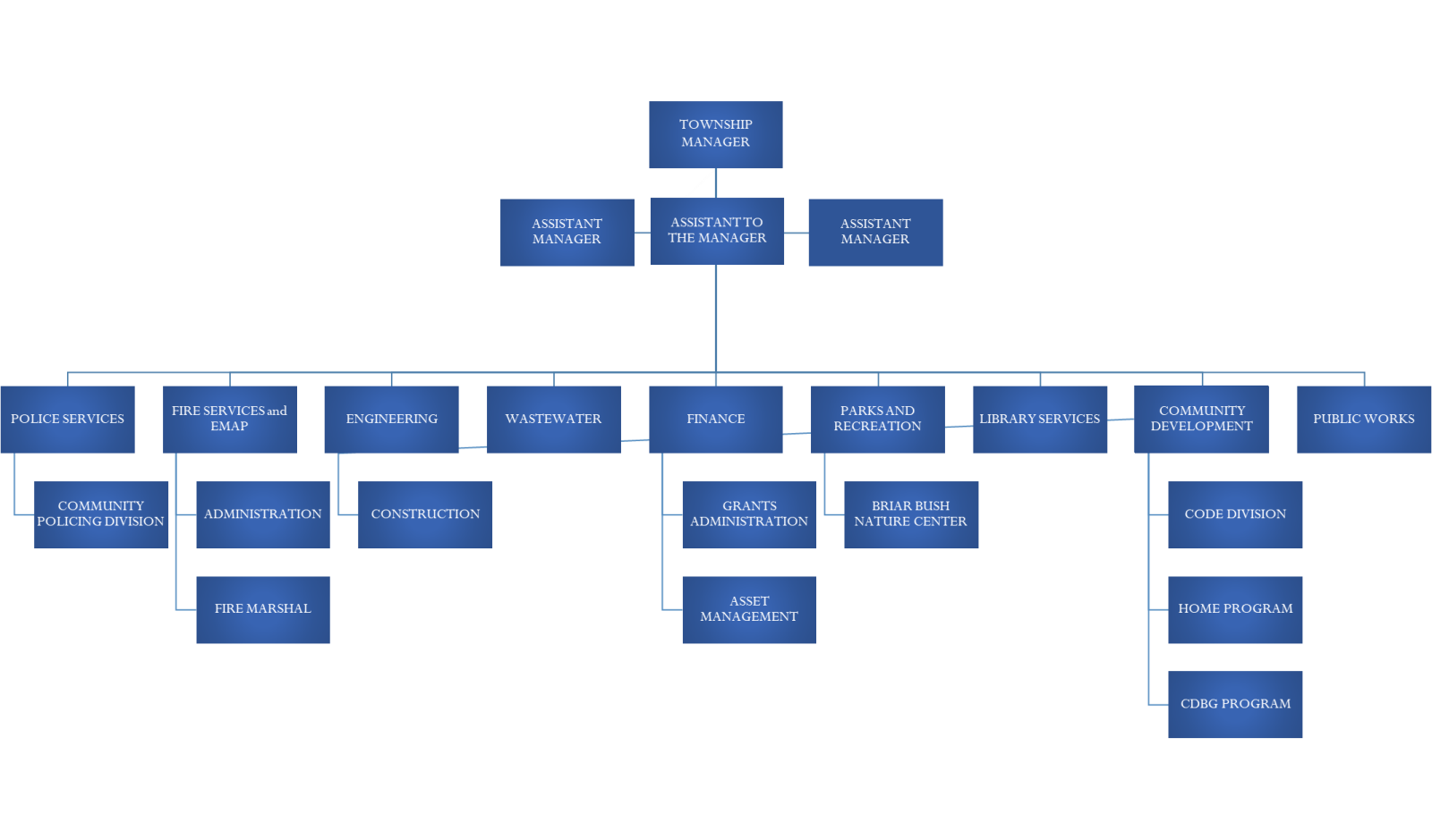 Township Organizational Chart for the Office of the Township Manager 